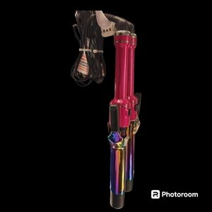 Tru Beauty 1.25 Inch Curling Irons (5 Colors)-Metallic Pink/Rainbow Titanium